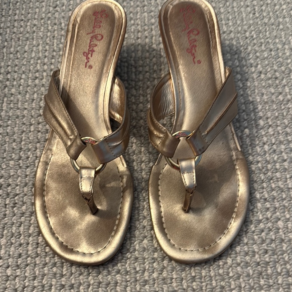 Lilly Pulitzer McKim Wedge Metallic Gold Sandals